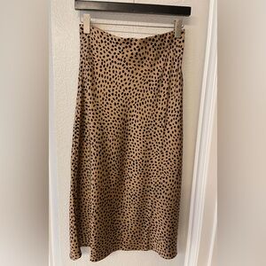 J. Crew Tan and Black Patterned Midi Skirt